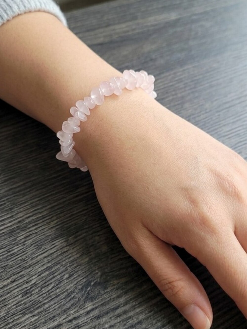 Rose Quartz Crystal Chip Bracelet - Smaller Wrists